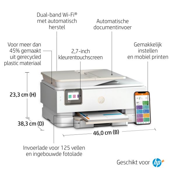 HP ENVY Inspire 7920e Draadloos All-in-One Kleur Printer, Instant Ink; Kopieerapparaat, scanner (242Q0B#686)