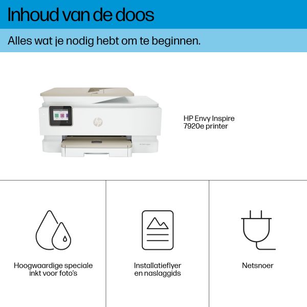 HP ENVY Inspire 7920e Draadloos All-in-One Kleur Printer, Instant Ink; Kopieerapparaat, scanner (242Q0B#686)