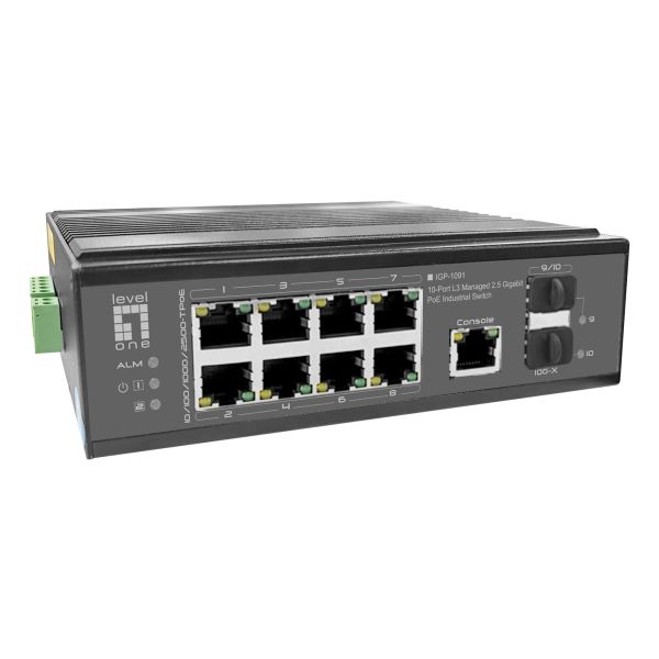 LevelOne IGP-1091 Managed L3 2.5G Ethernet (100/1000/2500) Power over Ethernet (PoE) Bureaublad-/wandmontage Zwart (IGP-1091)