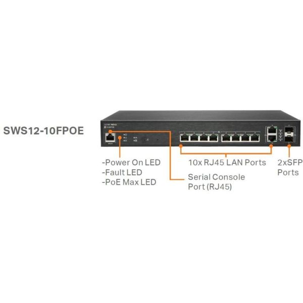 SONICWALL SWITCH SWS12-10FPOE WITH SUPPORT 3YR (02-SSC-8371)