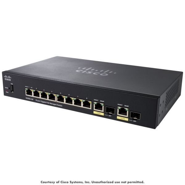 Cisco SG350-10SFP 10-Port Gigabit PoE Managed Switch (SG350-10SFPK9EU-RF)
