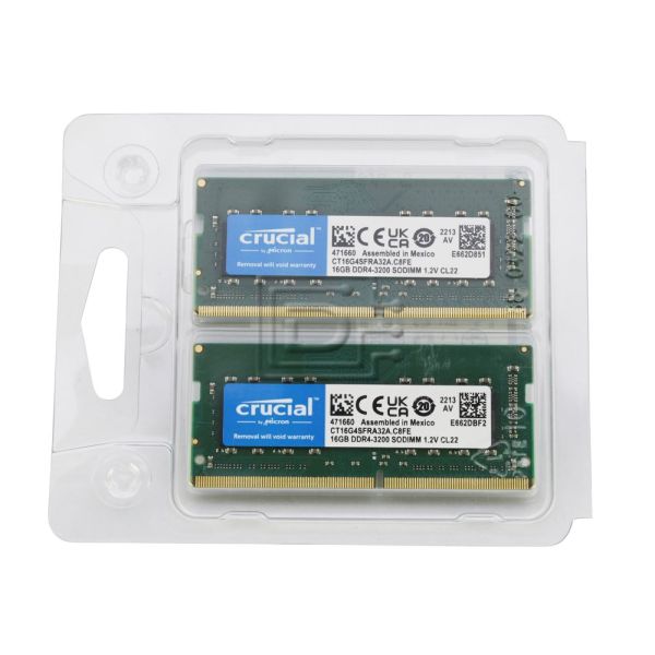 Micron Crucial - DDR4 - sada - 32 GB: 2 x 16 GB - SO-DIMM 260-pin - 3200 MHz / PC4-25600 - CL22 - (CT2K16G4SFRA32A)