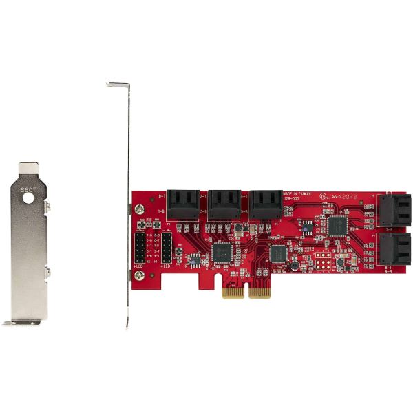 StarTech.com SATA PCIe Kaart, 10 Port PCIe SATA Uitbreidingskaart, 6Gbps, Low/Full Profile, Stacked SATA Connectors, ASM1062 Non-Raid, PCI Express naar SATA Converter/Adapter (10P6G-PCIE-SATA-CARD)
