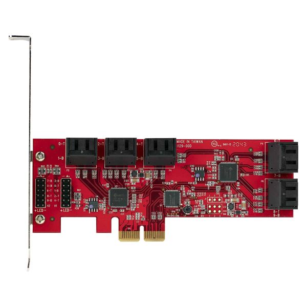StarTech.com SATA PCIe Kaart, 10 Port PCIe SATA Uitbreidingskaart, 6Gbps, Low/Full Profile, Stacked SATA Connectors, ASM1062 Non-Raid, PCI Express naar SATA Converter/Adapter (10P6G-PCIE-SATA-CARD)