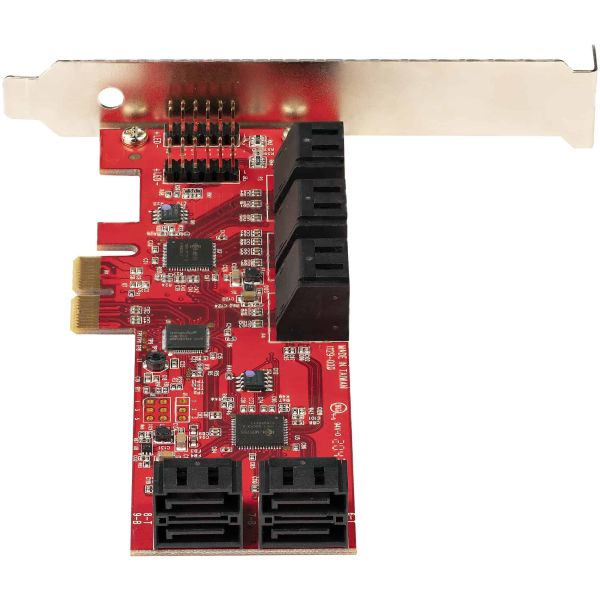 StarTech.com SATA PCIe Kaart, 10 Port PCIe SATA Uitbreidingskaart, 6Gbps, Low/Full Profile, Stacked SATA Connectors, ASM1062 Non-Raid, PCI Express naar SATA Converter/Adapter (10P6G-PCIE-SATA-CARD)