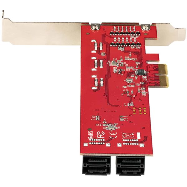 StarTech.com SATA PCIe Kaart, 10 Port PCIe SATA Uitbreidingskaart, 6Gbps, Low/Full Profile, Stacked SATA Connectors, ASM1062 Non-Raid, PCI Express naar SATA Converter/Adapter (10P6G-PCIE-SATA-CARD)