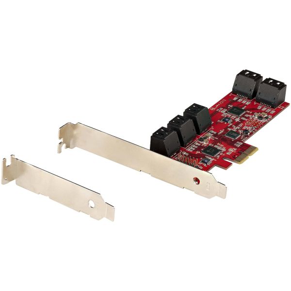 StarTech.com SATA PCIe Kaart, 10 Port PCIe SATA Uitbreidingskaart, 6Gbps, Low/Full Profile, Stacked SATA Connectors, ASM1062 Non-Raid, PCI Express naar SATA Converter/Adapter (10P6G-PCIE-SATA-CARD)
