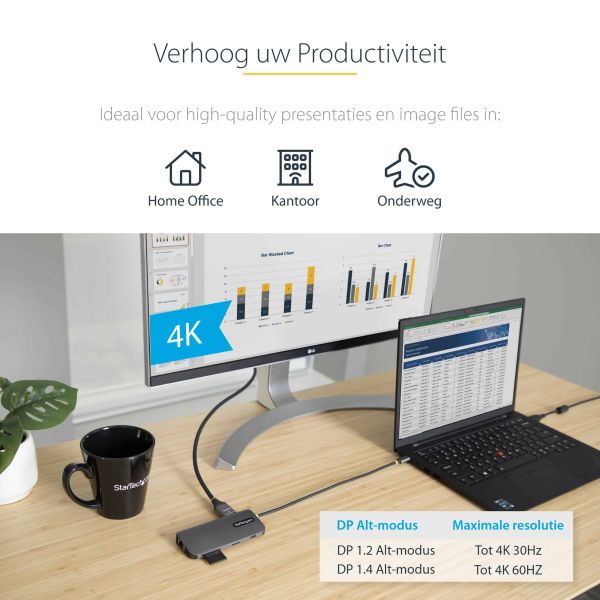 StarTech.com USB C Multiport Adapter, 4K 60Hz HDMI Video, 3 Port 5Gbps USB-A Hub, 100W USB Power Delivery Pass-Through, GbE, SD/MicroSD, 30cm Kabel, Travel Dock, Laptop Docking Station (115B-USBC-MULTIPORT)