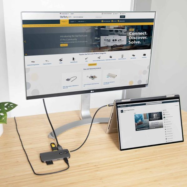 StarTech.com USB C Multiport Adapter, 4K 60Hz HDMI Video, 3 Port 5Gbps USB-A Hub, 100W USB Power Delivery Pass-Through, GbE, SD/MicroSD, 30cm Kabel, Travel Dock, Laptop Docking Station (115B-USBC-MULTIPORT)