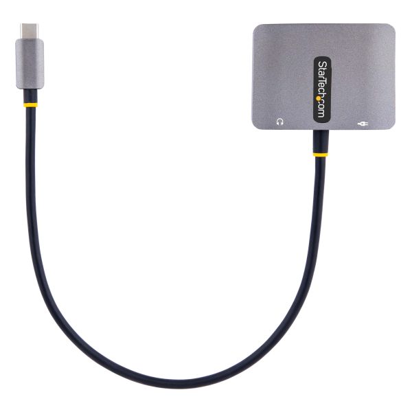 StarTech.com USB C HDMI VGA Adapter, USB C Multiport Video Adapter met HDMI, VGA en 3.5mm Audio, HDMI 4K 60Hz HDR, 100W PD 3.0, Thunderbolt 3/4 Compatibel, USB C Travel Adapter (122-USBC-HDMI-4K-VGA)