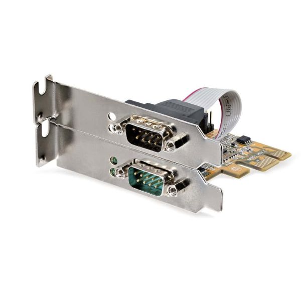 StarTech.com 2-Port PCI Express Seriële Interface Kaart, Dual Port PCIe naar RS232 (DB9) Seriële Kaart, 16C1050 UART, Low/Full Profile Beugels, COM Retentie, Voor Windows/Linux (21050-PC-SERIAL-LP)