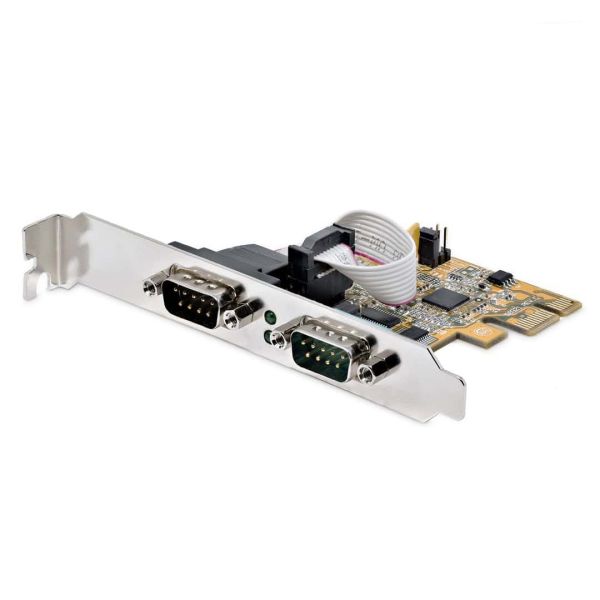 StarTech.com 2-Port PCI Express Seriële Interface Kaart, Dual Port PCIe naar RS232 (DB9) Seriële Kaart, 16C1050 UART, Low/Full Profile Beugels, COM Retentie, Voor Windows/Linux (21050-PC-SERIAL-LP)