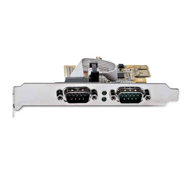 StarTech.com 2-Port PCI Express Seriële Interface Kaart, Dual Port PCIe naar RS232 (DB9) Seriële Kaart, 16C1050 UART, Low/Full Profile Beugels, COM Retentie, Voor Windows/Linux (21050-PC-SERIAL-LP)