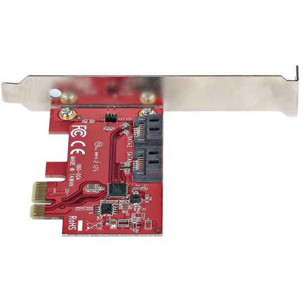 StarTech.com SATA PCIe Kaart, 2 Port PCIe SATA Uitbreidingskaart, 6Gbps, Full/Low Profile, PCI Express naar SATA Adapter/Controller, ASM1061 Non-Raid, PCIe naar SATA Converter (2P6G-PCIE-SATA-CARD)