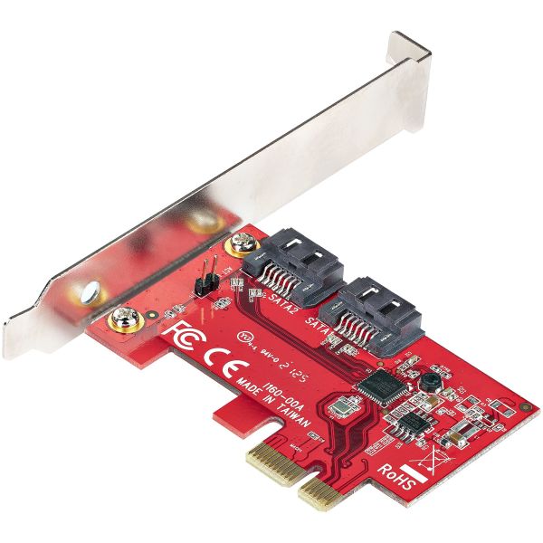 StarTech.com SATA PCIe Kaart, 2 Port PCIe SATA Uitbreidingskaart, 6Gbps, Full/Low Profile, PCI Express naar SATA Adapter/Controller, ASM1061 Non-Raid, PCIe naar SATA Converter (2P6G-PCIE-SATA-CARD)