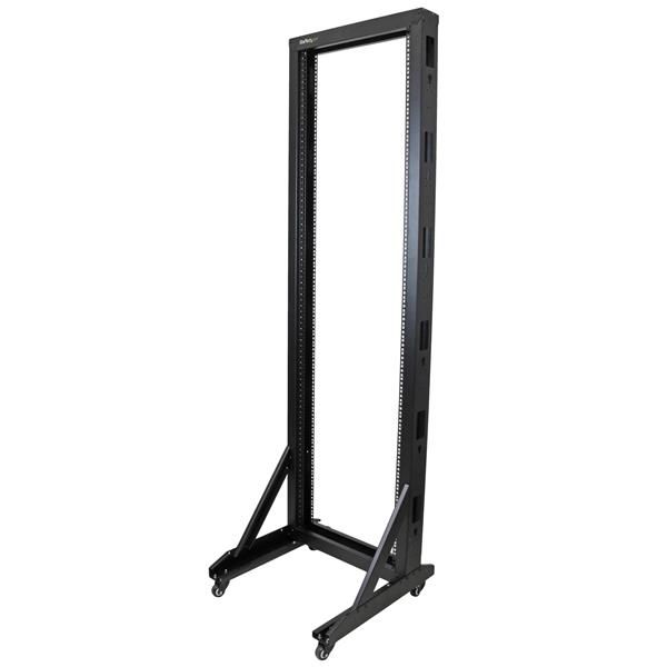 StarTech.com 2-Post 42U Mobiel Open Frame Server Rack, 19in Patchkast met Wielen en 2 Stijlen, Open Serverkast voor AV/Data/Media/IT/Netwerk Apparatuur, Computer Rack voor Thuis/Kantoor - Inclusief Wieltjes (2POSTRACK42)