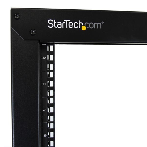StarTech.com 2-Post 42U Mobiel Open Frame Server Rack, 19in Patchkast met Wielen en 2 Stijlen, Open Serverkast voor AV/Data/Media/IT/Netwerk Apparatuur, Computer Rack voor Thuis/Kantoor - Inclusief Wieltjes (2POSTRACK42)