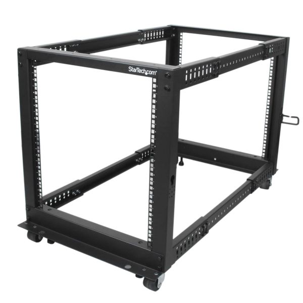 StarTech.com 12U 4-Post Server Rack, 19in Open Frame Rack met 101cm Montagediepte en 544kg Draagkracht, Mobiel of Vrijstaand IT Rack (4POSTRACK12U)