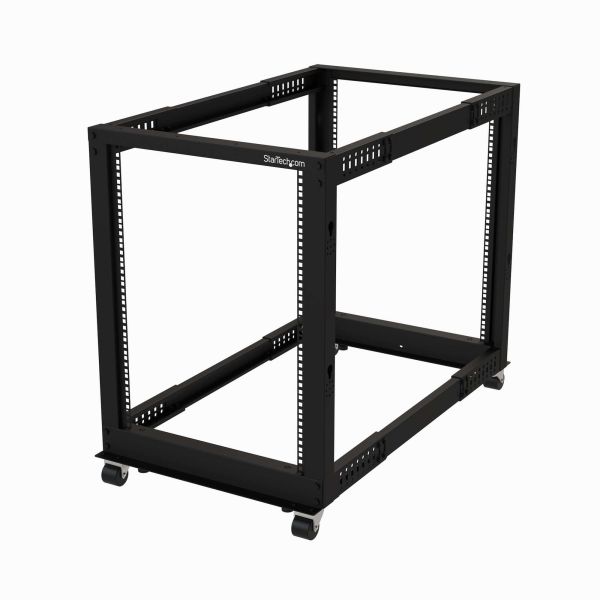 StarTech.com 15U 4-Post Server Rack, 19in Open Frame Rack met 101cm Montagediepte en 544kg Draagkracht, Mobiel of Vrijstaand IT Rack (4POSTRACK15U)