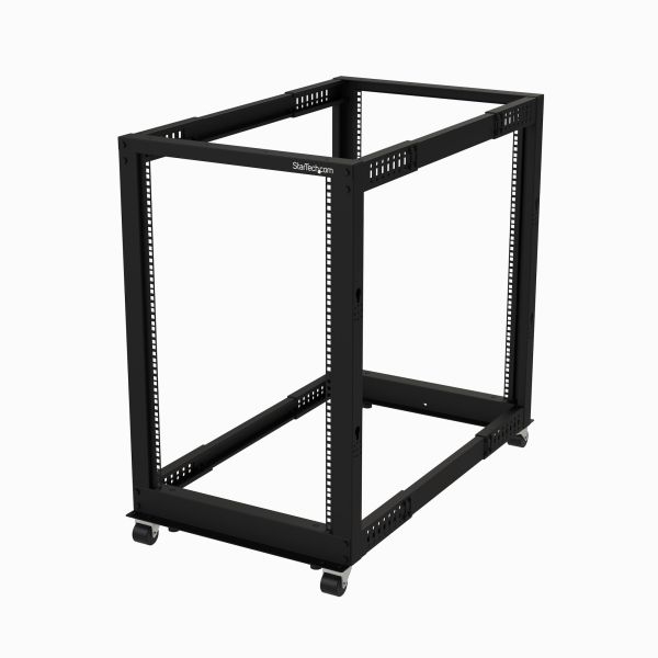 StarTech.com 18U 4-Post Server Rack, 19in Open Frame Rack met 101cm Montagediepte en 544kg Draagkracht, Mobiel of Vrijstaand IT Rack (4POSTRACK18U)