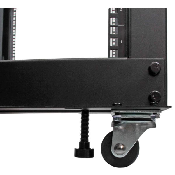 StarTech.com 25U open-frame server rack kast met 4 stijlen met instelbare diepte incl. zwenkwielen/stelpoten en kabelhaken (4POSTRACK25U)