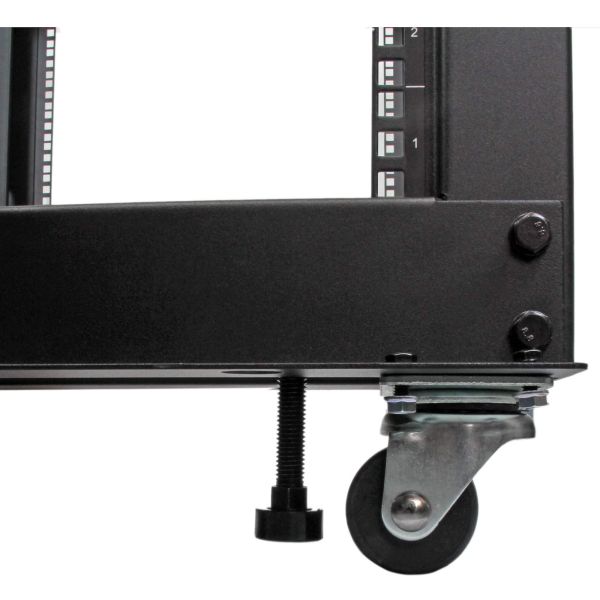 StarTech.com 25U open-frame server rack kast met 4 stijlen met instelbare diepte incl. zwenkwielen/stelpoten en kabelhaken (4POSTRACK25U)