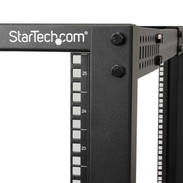 StarTech.com 25U open-frame server rack kast met 4 stijlen met instelbare diepte incl. zwenkwielen/stelpoten en kabelhaken (4POSTRACK25U)