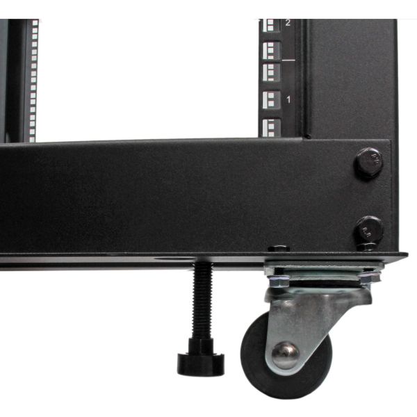 StarTech.com 4-Post 8U Mobiel Open Frame Server Rack, 19" Patchkast met Wielen en 4 Stijlen, Kleine Serverkast met Verstelbare Diepte voor Computer / AV / Netwerk Apparatuur - Wielen, Stelvoeten of Vloermontage (4POSTRACK8U)
