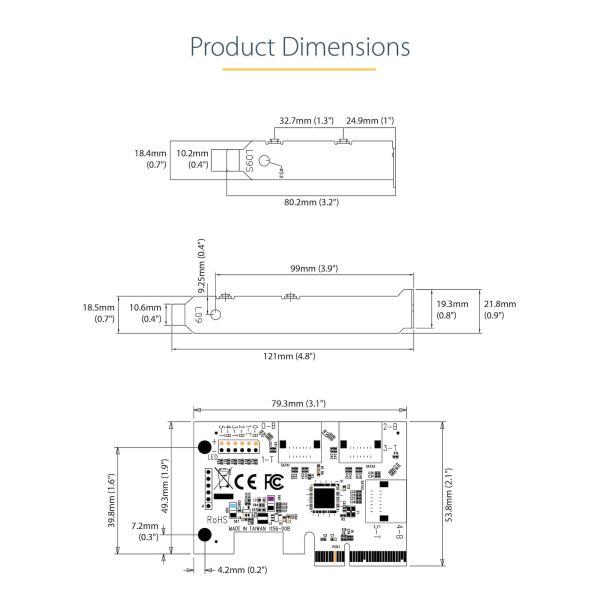 StarTech.com SATA PCIe Kaart, 6 Port PCIe SATA Uitbreidingskaart, 6Gbps, Low Profile Bracket, Stacked SATA Connectors, ASM1166 Non-Raid, PCI Express naar SATA Converter (6P6G-PCIE-SATA-CARD)