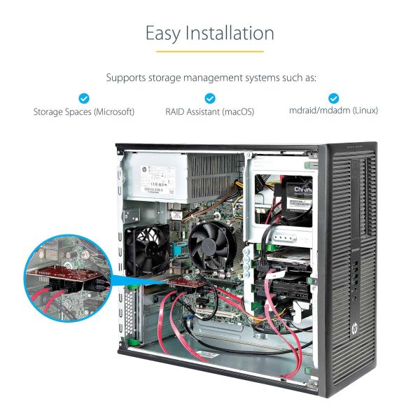 StarTech.com SATA PCIe Kaart, 6 Port PCIe SATA Uitbreidingskaart, 6Gbps, Low Profile Bracket, Stacked SATA Connectors, ASM1166 Non-Raid, PCI Express naar SATA Converter (6P6G-PCIE-SATA-CARD)