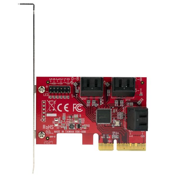 StarTech.com SATA PCIe Kaart, 6 Port PCIe SATA Uitbreidingskaart, 6Gbps, Low Profile Bracket, Stacked SATA Connectors, ASM1166 Non-Raid, PCI Express naar SATA Converter (6P6G-PCIE-SATA-CARD)
