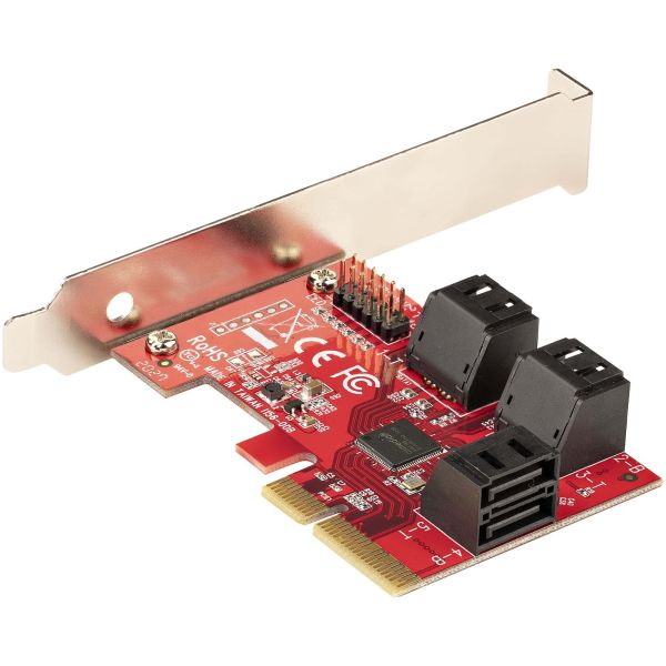 StarTech.com SATA PCIe Kaart, 6 Port PCIe SATA Uitbreidingskaart, 6Gbps, Low Profile Bracket, Stacked SATA Connectors, ASM1166 Non-Raid, PCI Express naar SATA Converter (6P6G-PCIE-SATA-CARD)