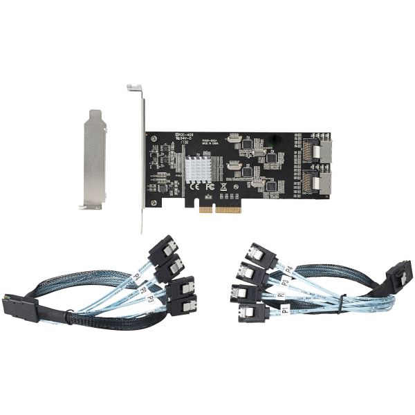 StarTech.com 8 Port SATA PCIe Kaart, PCI Express 6Gbps SATA Uitbreidingkaart met 4 Host Controllers, SATA PCIe Controller Kaart, PCI-e x4 Gen 2 naar SATA III, SATA HDD/SSD (8P6G-PCIE-SATA-CARD)