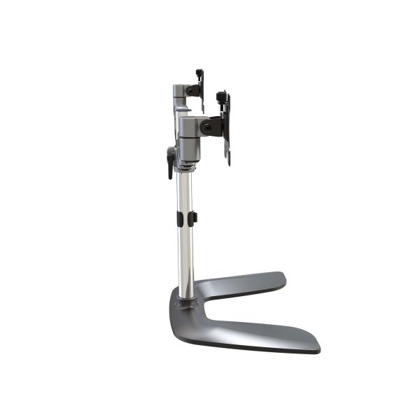 StarTech.com Dual Monitor Stand, Ergonomische Monitorstandaard voor VESA Schermen tot 32" (8kg), Vrijstaande en Scharnierende Universele Monitorsteun/Bureaustandaard, Verstelbare Hoogte, Zilver (ARMDUALSS)
