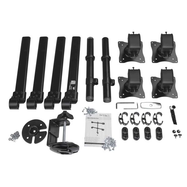 StarTech.com Quad Monitor Arm voor VESA Schermen tot 27" (8kg), 2x2 Configuratie, Verstelbare Hoogte, Scharnierende Monitorsteun met Verticale Arm, Draaien/Kantelen/Zwenken, Bureauklem/Doorvoertule (ARMQUAD)