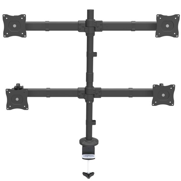 StarTech.com Quad Monitor Arm voor VESA Schermen tot 27" (8kg), 2x2 Configuratie, Verstelbare Hoogte, Scharnierende Monitorsteun met Verticale Arm, Draaien/Kantelen/Zwenken, Bureauklem/Doorvoertule (ARMQUAD)