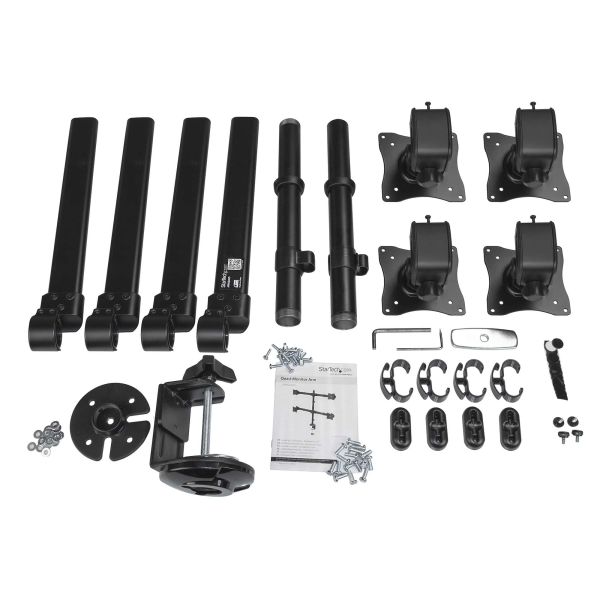 StarTech.com Quad Monitor Arm voor VESA Schermen tot 27" (8kg), 2x2 Configuratie, Verstelbare Hoogte, Scharnierende Monitorsteun met Verticale Arm, Draaien/Kantelen/Zwenken, Bureauklem/Doorvoertule (ARMQUAD)