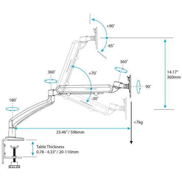 StarTech.com Monitor arm One touch verstelbare hoogte slank (ARMSLIM)