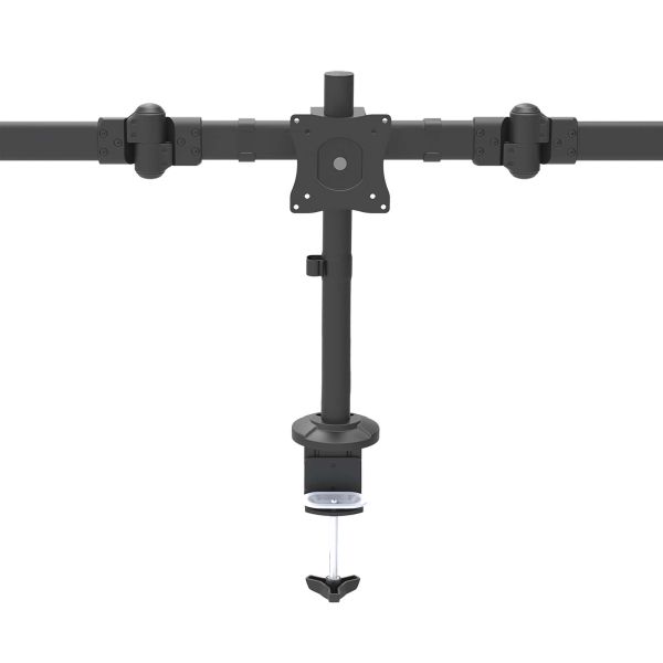 StarTech.com Triple Monitor Arm, Ergonomische VESA Monitor Beugel voor 3 Schermen tot 27", Scharnierend en in Hoogte Verstelbaar langs Verticale Arm, Kantelen/Zwenken/Roteren, Bureauklem/Doorvoertule (ARMTRIO)