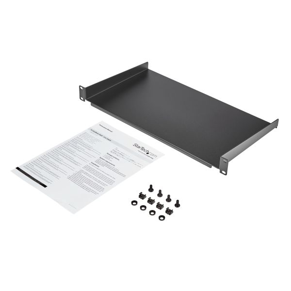 StarTech.com 1U Server Rack Schap - Universele Rack Mount Cantilever Shelf voor 19" Netwerk Kast & Apparatuur - Heavy Duty Staal - Capaciteit 20kg - Diepte 25cm (10”) - Zwart (CABSHELF1U10)  StarTech.com 1U Server Rack Schap - Universele Rack Mount Cantilever Shelf voor 19" Netwerk Kast & Apparatuur - Heavy Duty Staal - Capaciteit 20kg - Diepte 25cm (10”) - Zwart (CABSHELF1U10)