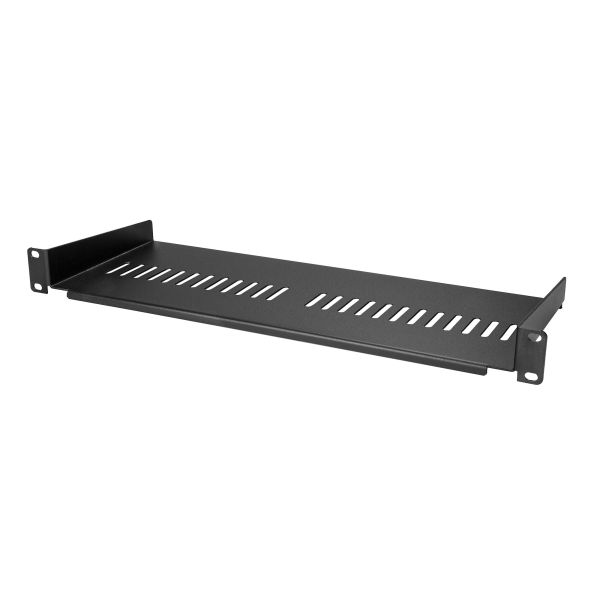 StarTech.com 1U Server Rack Schap - Universele Geventileerde Rack Mount Cantilever Shelf voor 19" Netwerk Kast & Apparatuur - Heavy Duty Staal - Capaciteit 20kg - Diepte 18cm (7”) - Zwart (CABSHELF1U7V) (CABSHELF1U7V)
