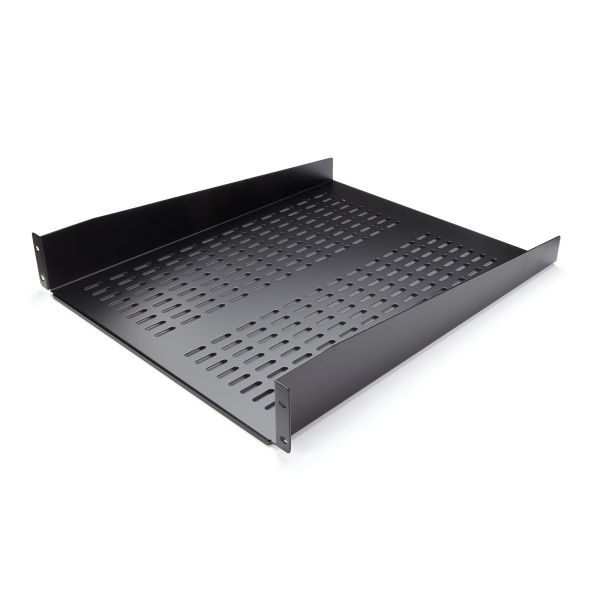 StarTech.com 2U Server Rack Schap - Universele Geventileerde Rack Mount Cantilever Shelf voor 19" Netwerk Kast & Apparatuur - Heavy Duty Staal - Capaciteit 23kg - Diepte 55cm (22”) - Zwart (CABSHELF22V) (CABSHELF22V)