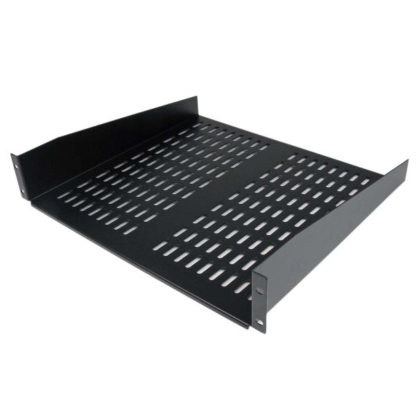 StarTech.com 2U Server Rack Schap - Universele Geventileerde Rack Mount Cantilever Shelf voor 19" Netwerk Kast & Apparatuur - Heavy Duty Staal - Capaciteit 23kg - Diepte 40cm (16”) - Zwart (CABSHELFV) (CABSHELFV)