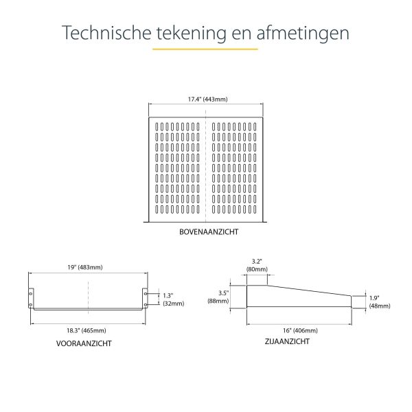 StarTech.com 2U Server Rack Schap - Universele Geventileerde Rack Mount Cantilever Shelf voor 19" Netwerk Kast & Apparatuur - Heavy Duty Staal - Capaciteit 23kg - Diepte 40cm (16”) - Zwart (CABSHELFV) (CABSHELFV)
