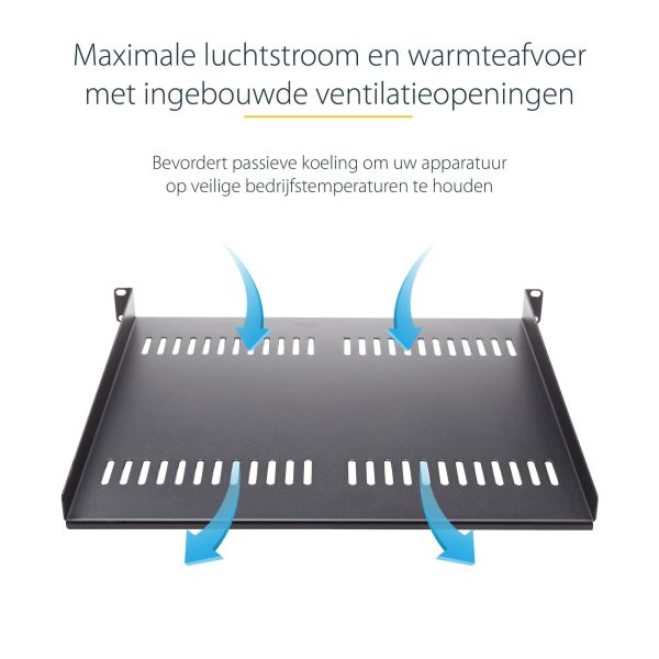 StarTech.com 2U Server Rack Schap - Universele Geventileerde Rack Mount Cantilever Shelf voor 19" Netwerk Kast & Apparatuur - Heavy Duty Staal - Capaciteit 23kg - Diepte 40cm (16”) - Zwart (CABSHELFV) (CABSHELFV) StarTech.com 2U Server Rack Schap - Universele Geventileerde Rack Mount Cantilever Shelf voor 19" Netwerk Kast & Apparatuur - Heavy Duty Staal - Capaciteit 23kg - Diepte 40cm (16”) - Zwart (CABSHELFV) (CABSHELFV)