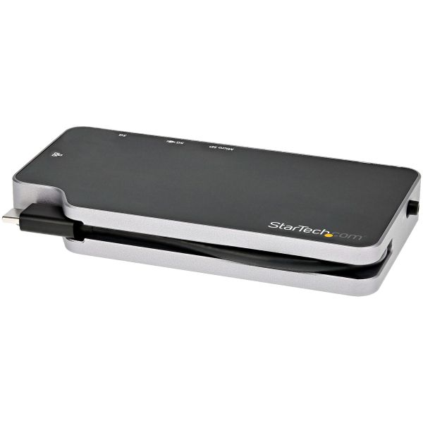 StarTech.com USB C Multiport Adapter, USB-C naar 4K HDMI of VGA Video met 100W Power Delivery Passthrough, 2 Port 10Gbps USB Hub, MicroSD, GbE, USB 3.1 Type-C Mini/Travel Dock (CDP2HVGUASPD)