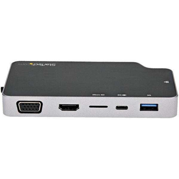 StarTech.com USB C Multiport Adapter, USB-C naar 4K HDMI of VGA Video met 100W Power Delivery Passthrough, 2 Port 10Gbps USB Hub, MicroSD, GbE, USB 3.1 Type-C Mini/Travel Dock (CDP2HVGUASPD)