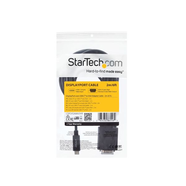 StarTech.com USB-C naar VGA kabel 2 m 1920x1200- zwart (CDP2VGAMM2MB)