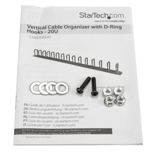 StarTech.com Verticale kabelmanager met D-ring haken 0U 91 cm (CMVER20UD)