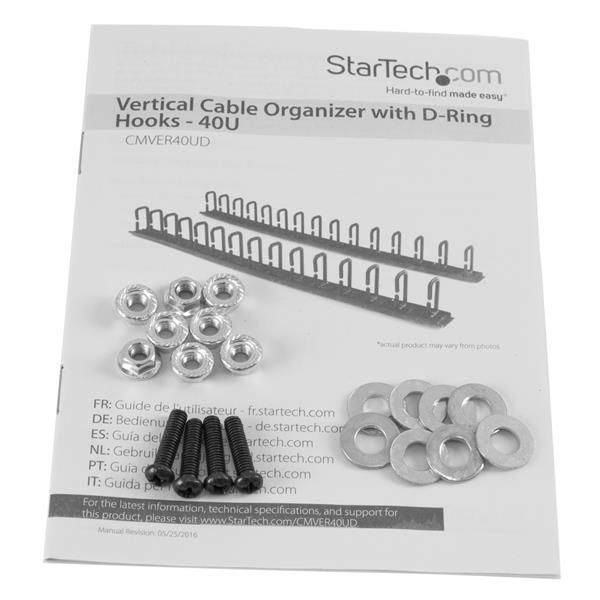 StarTech.com Verticale kabelmanager met D-ring haken 0U 1,8 m (CMVER40UD)